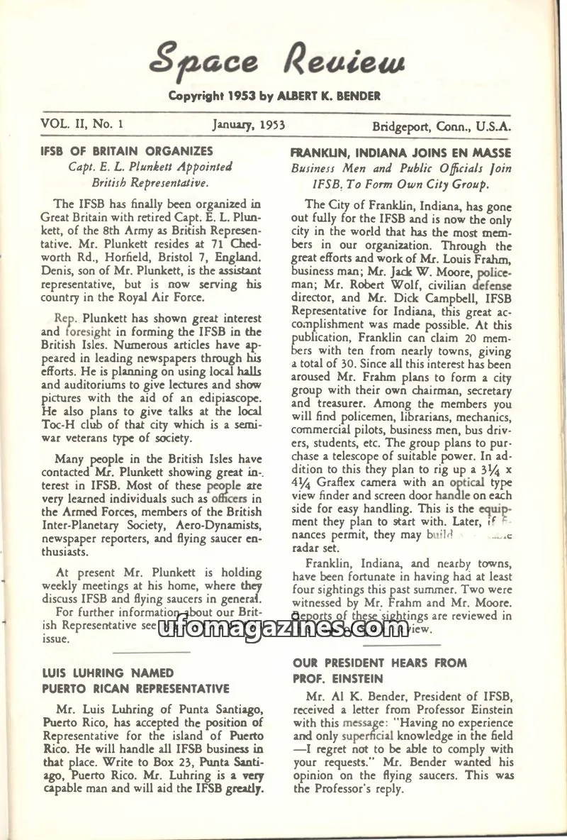 Cover of Space Review (Bender) issue Vol. II, No. 1: Space Review