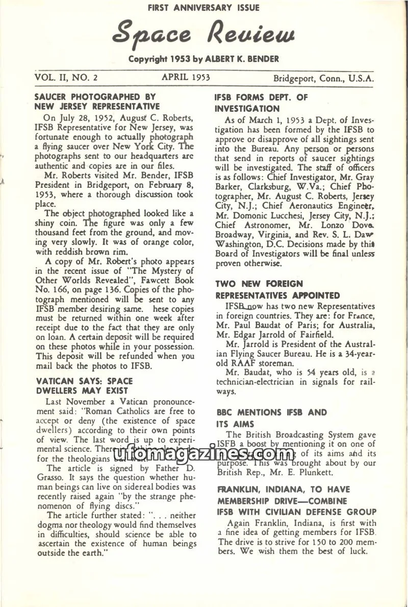 Cover of Space Review (Bender) issue VOL. II, NO. 2: Space Review