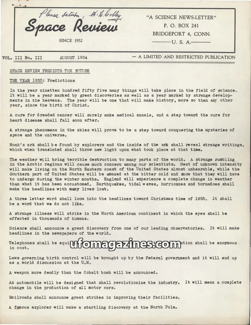 Cover of Space Review (Bender) issue III: Space Review