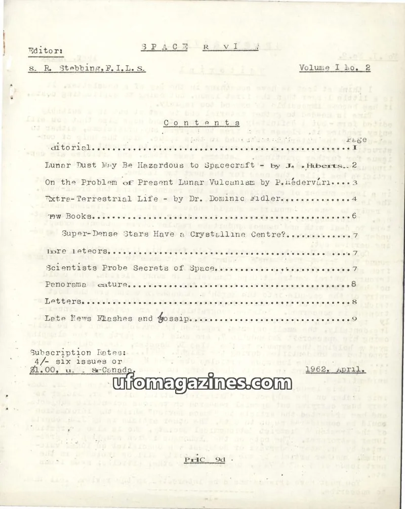 Cover of Space Review (Stebbing) issue No. 2: SPACE REVIEW