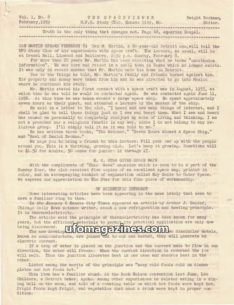 Cover of Spaceviewer, The issue Vol. 1, No. 8: THE SPACEVIEWER