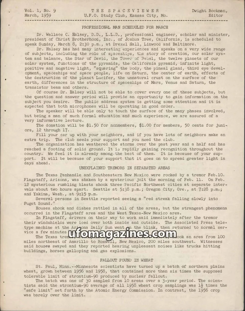 Cover of Spaceviewer, The issue Vol. 1, No. 9: THE SPACEVIEWER