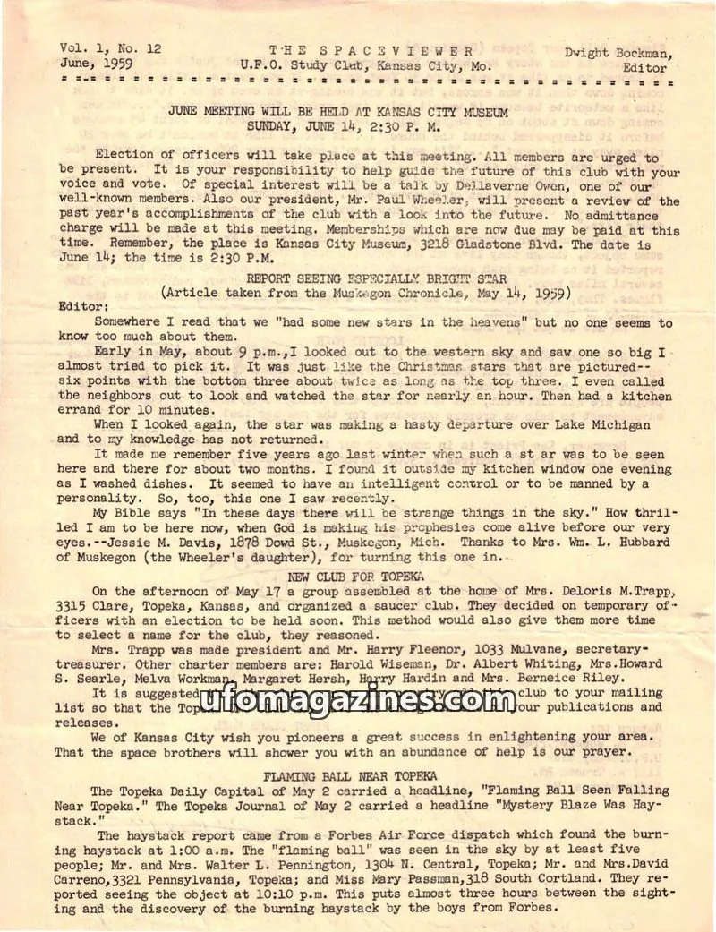 Cover of Spaceviewer, The issue Vol. 1, No. 12: THE SPACE VIEWER