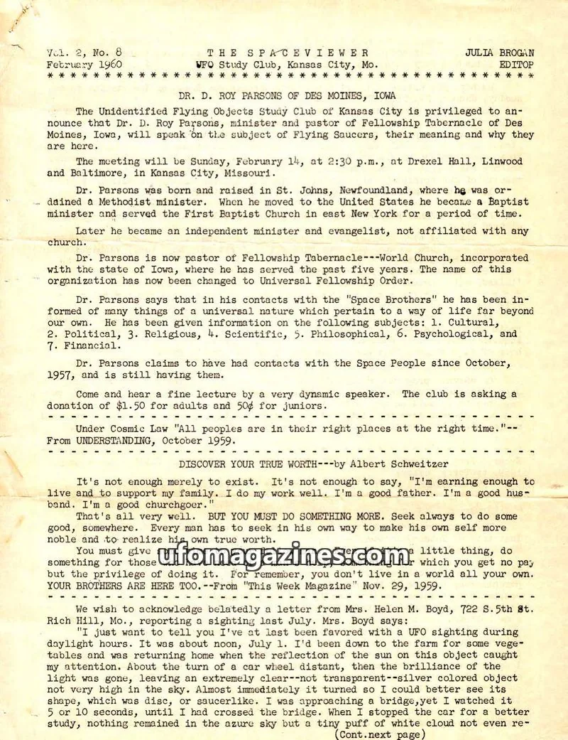 Cover of Spaceviewer, The issue Vol. 2, No. 8: THE SPACEVIEWER