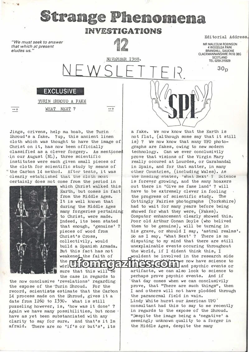 Cover of SPI Publications issue 12: Strange Phenomena Investigations