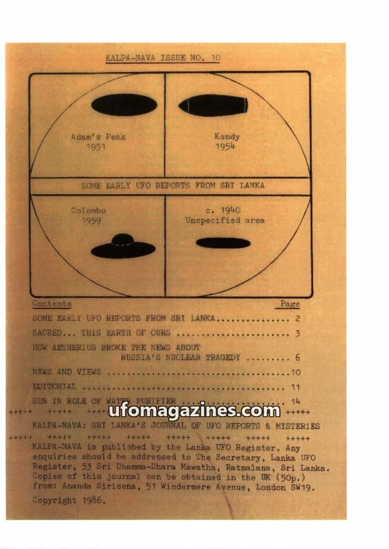 Cover of Sri Lanka UFO Register issue 10: KALPA-NAVA