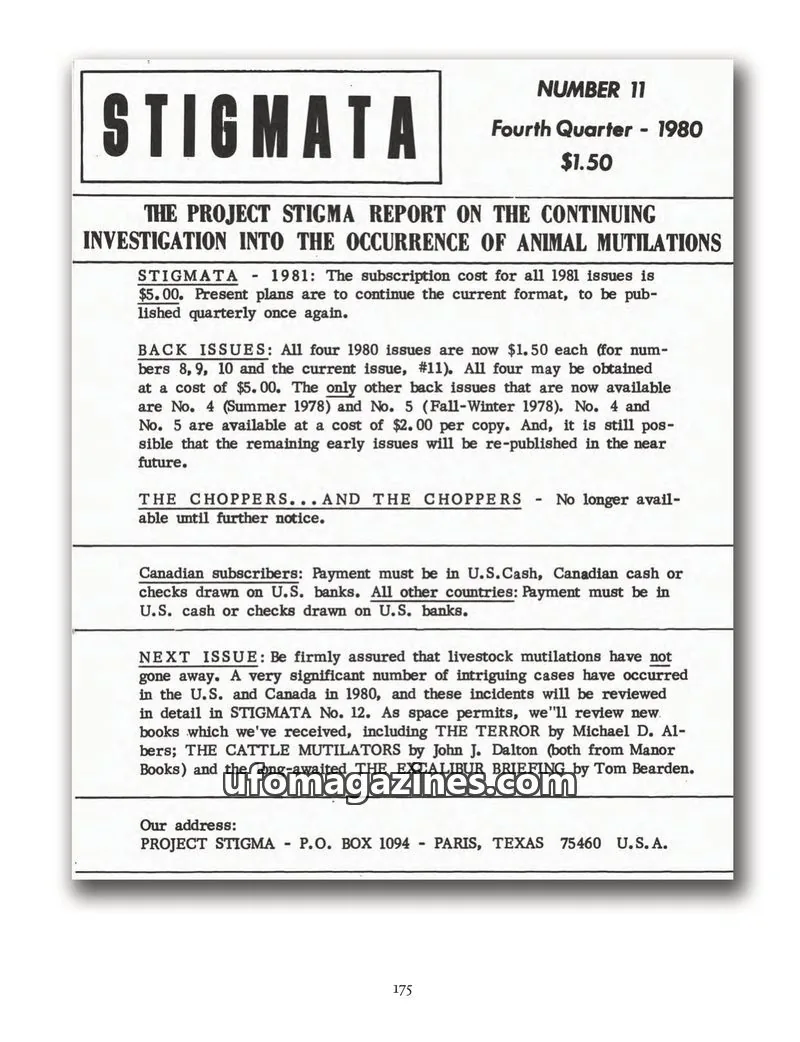 Cover of Stigmata (Animal mutilations) issue 11: STIGMATA