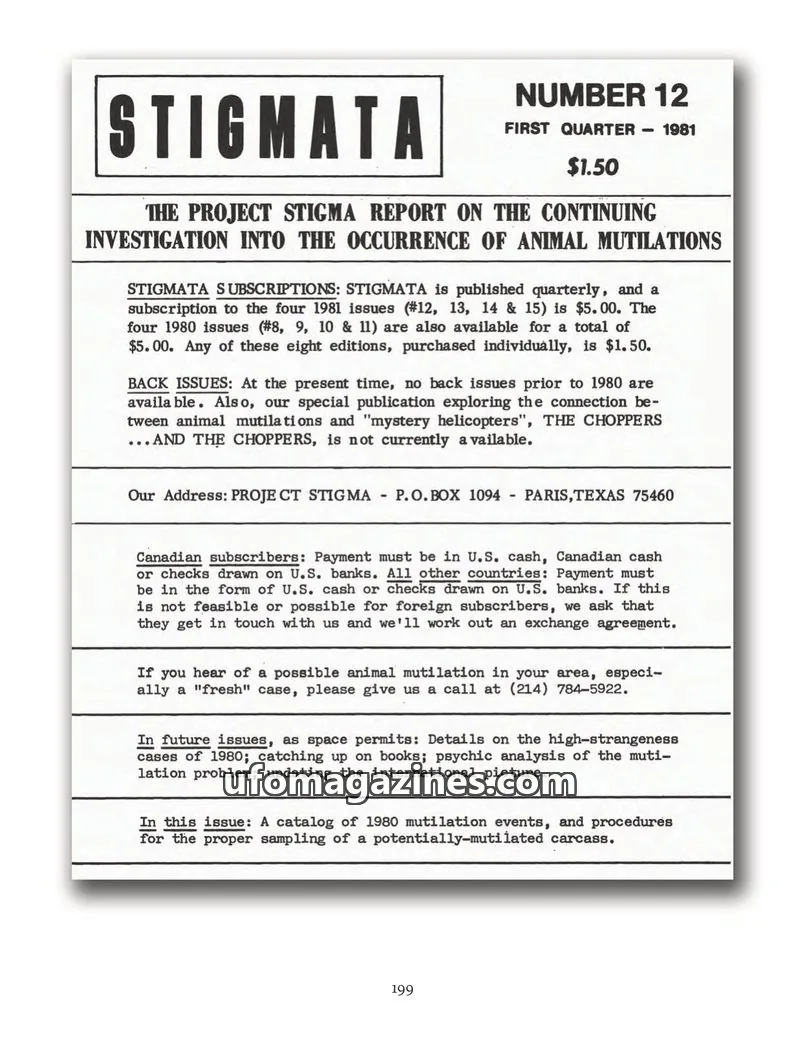 Cover of Stigmata (Animal mutilations) issue 12: STIGMATA