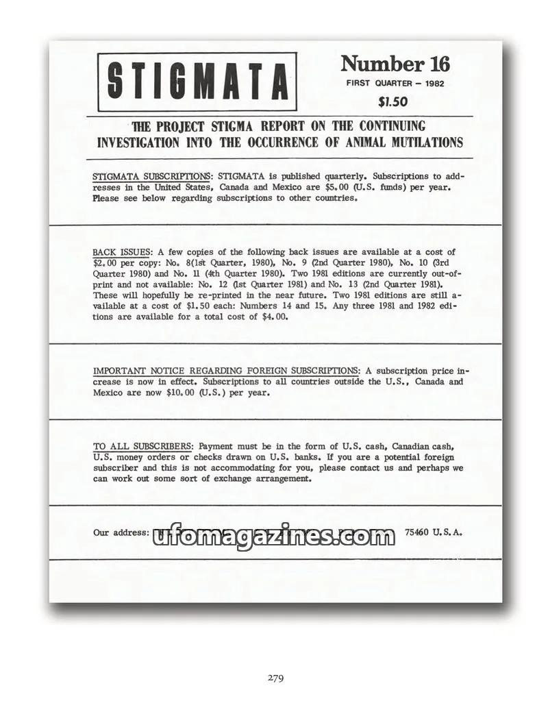 Cover of Stigmata (Animal mutilations) issue 16: STIGMATA