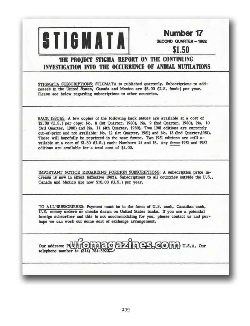 Cover of Stigmata (Animal mutilations) issue 17: STIGMATA