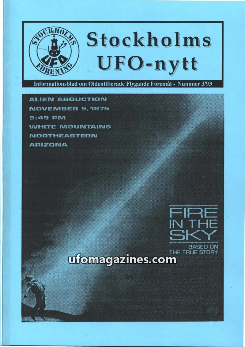 Cover of Stockholms UFO-Nytt issue 3/93: Stockholms UFO-nytt