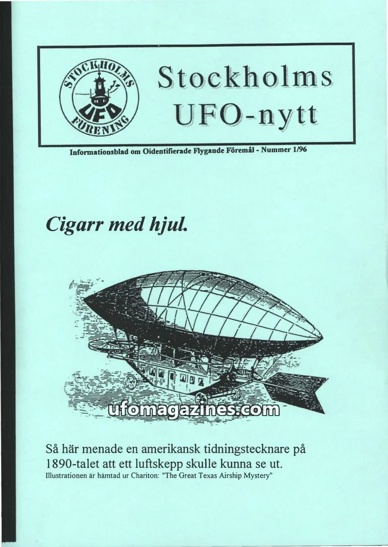 Cover of Stockholms UFO-Nytt issue 1/96: Stockholms UFO-nytt