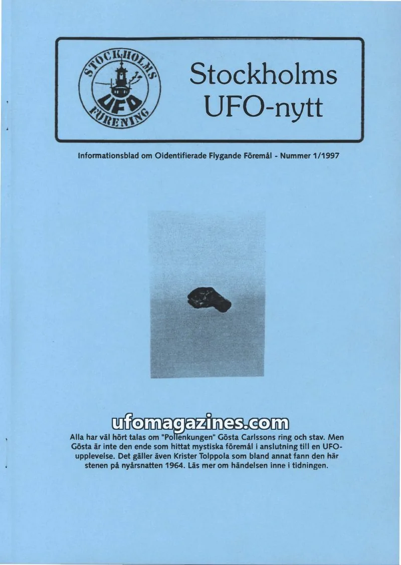 Cover of Stockholms UFO-Nytt issue 1/1997: Stockholms UFO-nytt