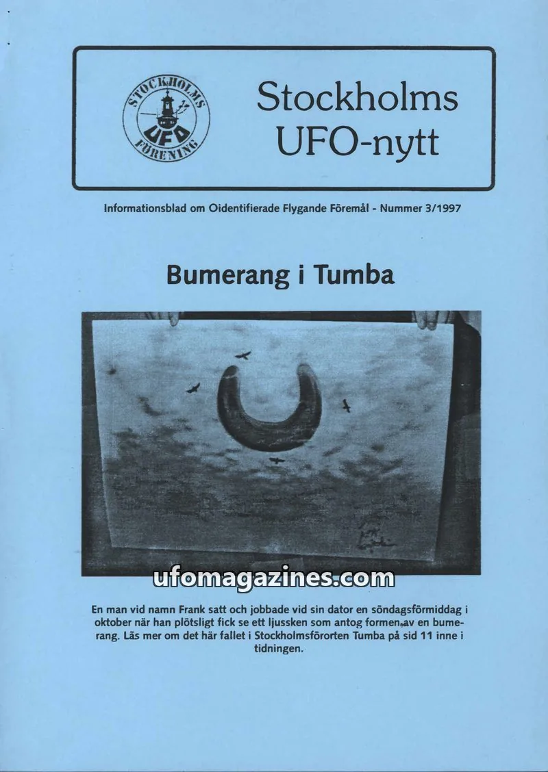 Cover of Stockholms UFO-Nytt issue 3/1997: Stockholms UFO-nytt