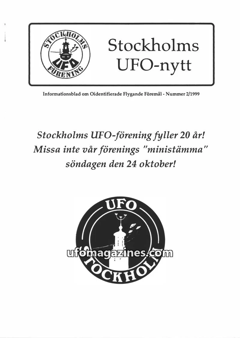 Cover of Stockholms UFO-Nytt issue 2/1999: Stockholms UFO-nytt
