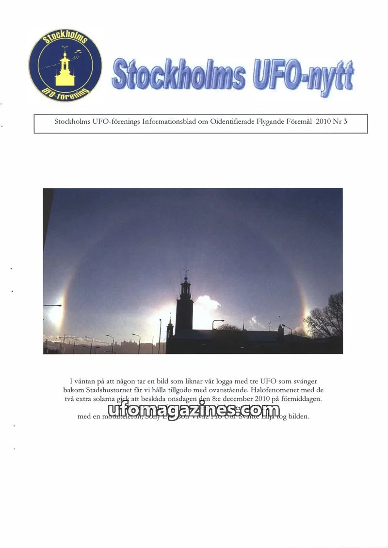 Cover of Stockholms UFO-Nytt issue Nr 3/2010: Stockholms UFO-nytt