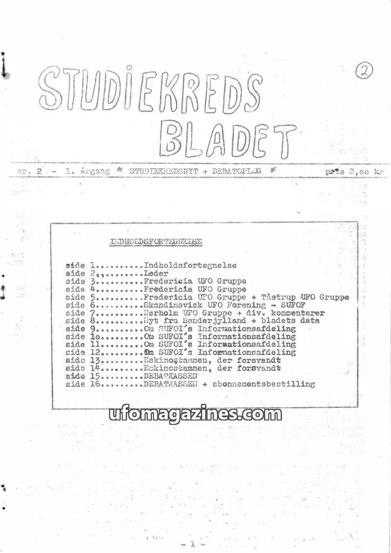 Cover of Studiekreds Bladet (SUFOI) issue nr. 2: STUDIEKREDS BLADET