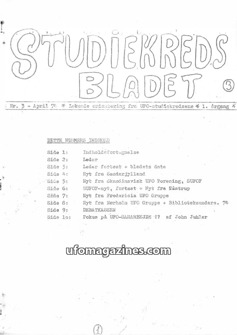 Cover of Studiekreds Bladet (SUFOI) issue 3: STUDIEKREDS BLADET