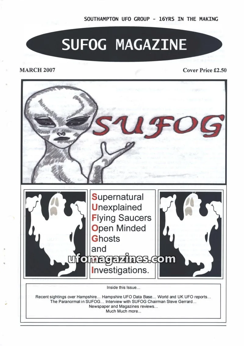 Cover of Southampton UFO Group issue March 2007: SUFOG MAGAZINE