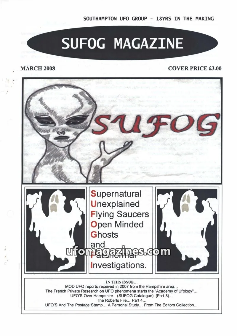 Cover of SOUTHAMPTON UFO GROUP issue MARCH 2008: SUFOG MAGAZINE