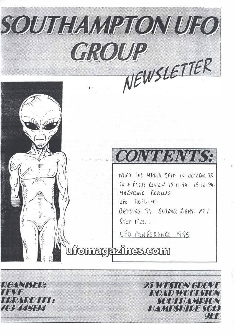 Cover of Southampton UFO Groups issue NUMBER 50: SOUTHAMPTON UFO GROUP NEWSLETTER