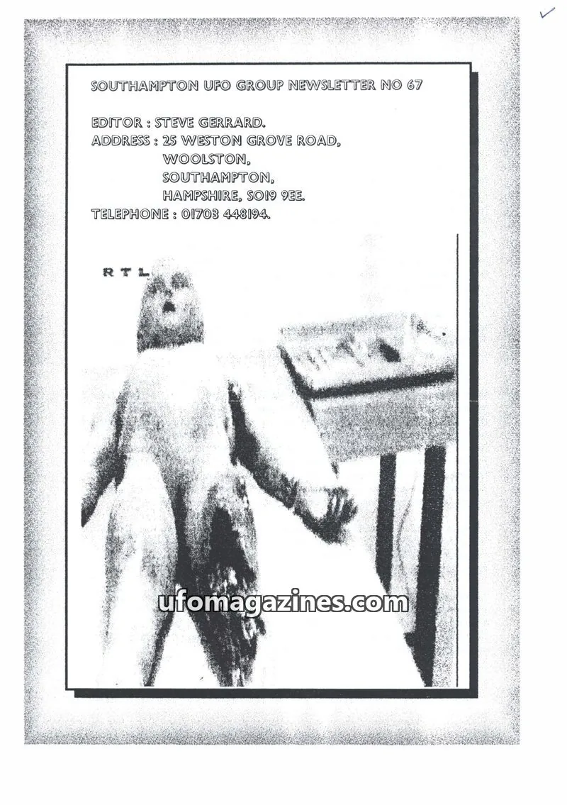 Cover of Southampton UFO Group issue 67: SOUTHAMPTON UFO GROUP NEWSLETTER