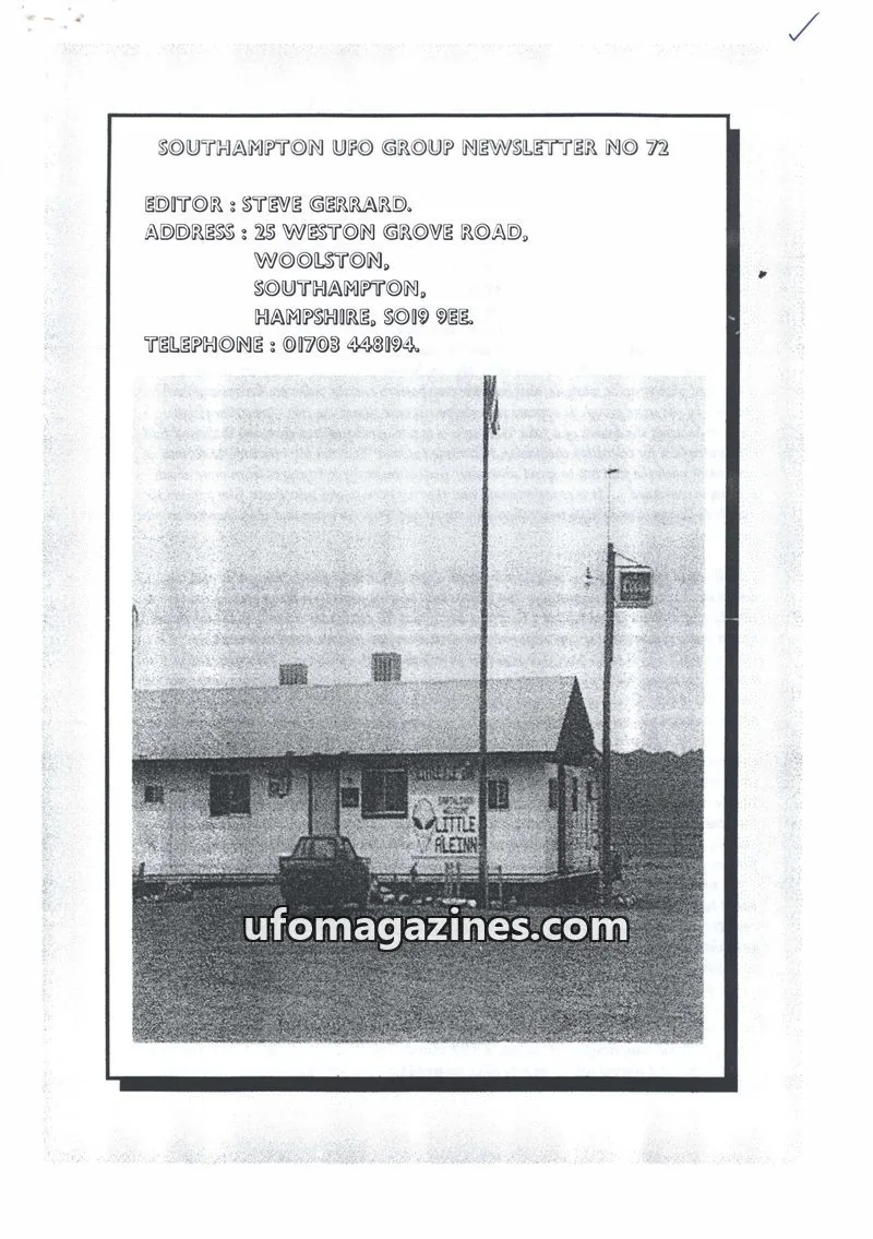 Cover of Southampton UFO Group issue 72: SOUTHAMPTON UFO GROUP NEWSLETTER