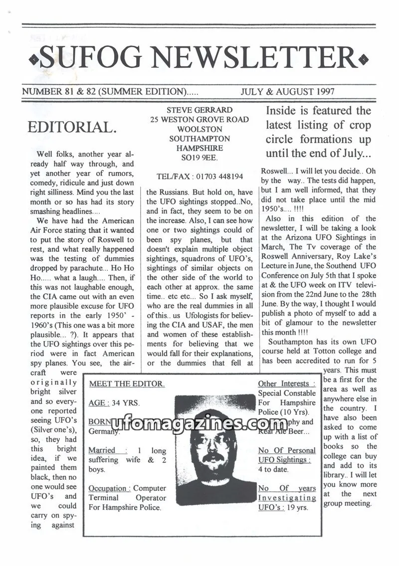 Cover of SUFOG issue 81 & 82: SUFOG NEWSLETTER