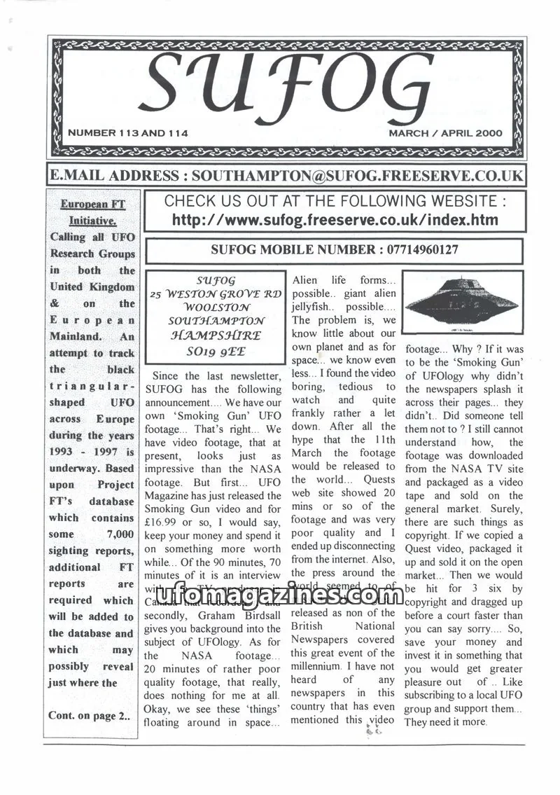 Cover of SUFOG issue 113 AND 114: SUFOG