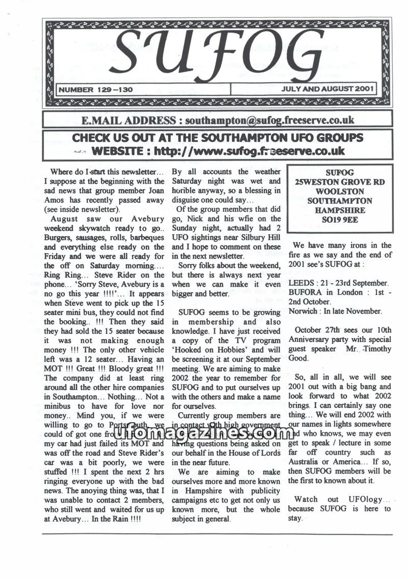 Cover of Southampton UFO Group issue 129-130: SUFOG