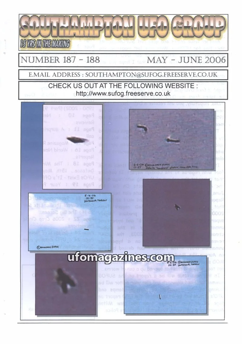 Cover of Southampton UFO Group issue 187 - 188: SOUTHAMPTON UFO GROUP