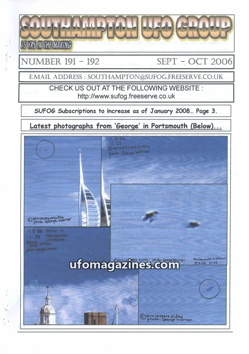 Cover of Southampton UFO Group issue 191 - 192: SOUTHAMPTON UFO GROUP
