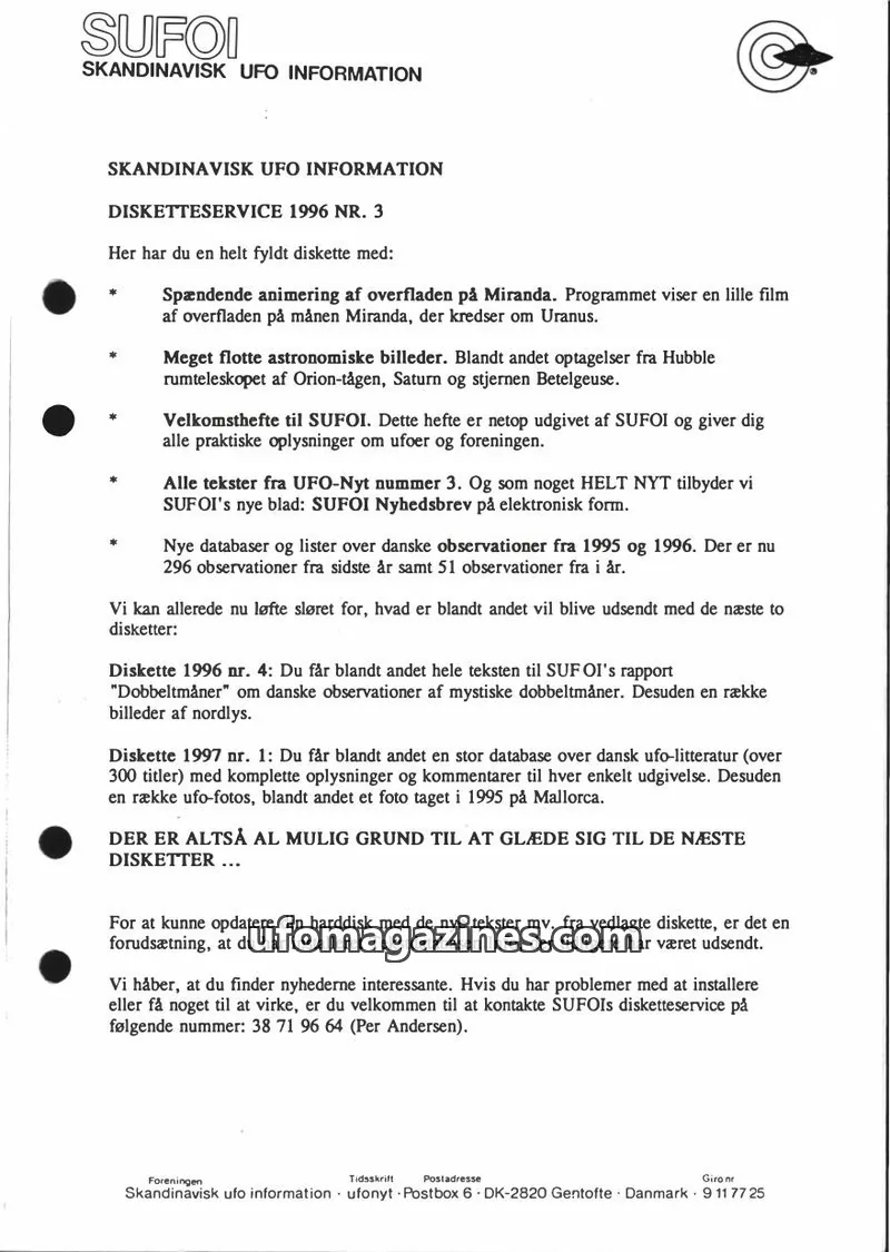Cover of SUFOI issue 1996 NR. 3: SUFOI SKANDINAVISK UFO INFORMATION