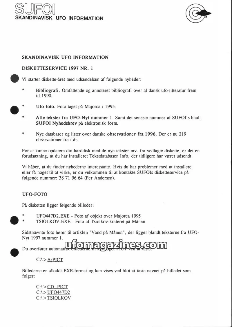 Cover of SUFOI issue 1997 NR. 1: SUFOI SKANDINAVISK UFO INFORMATION