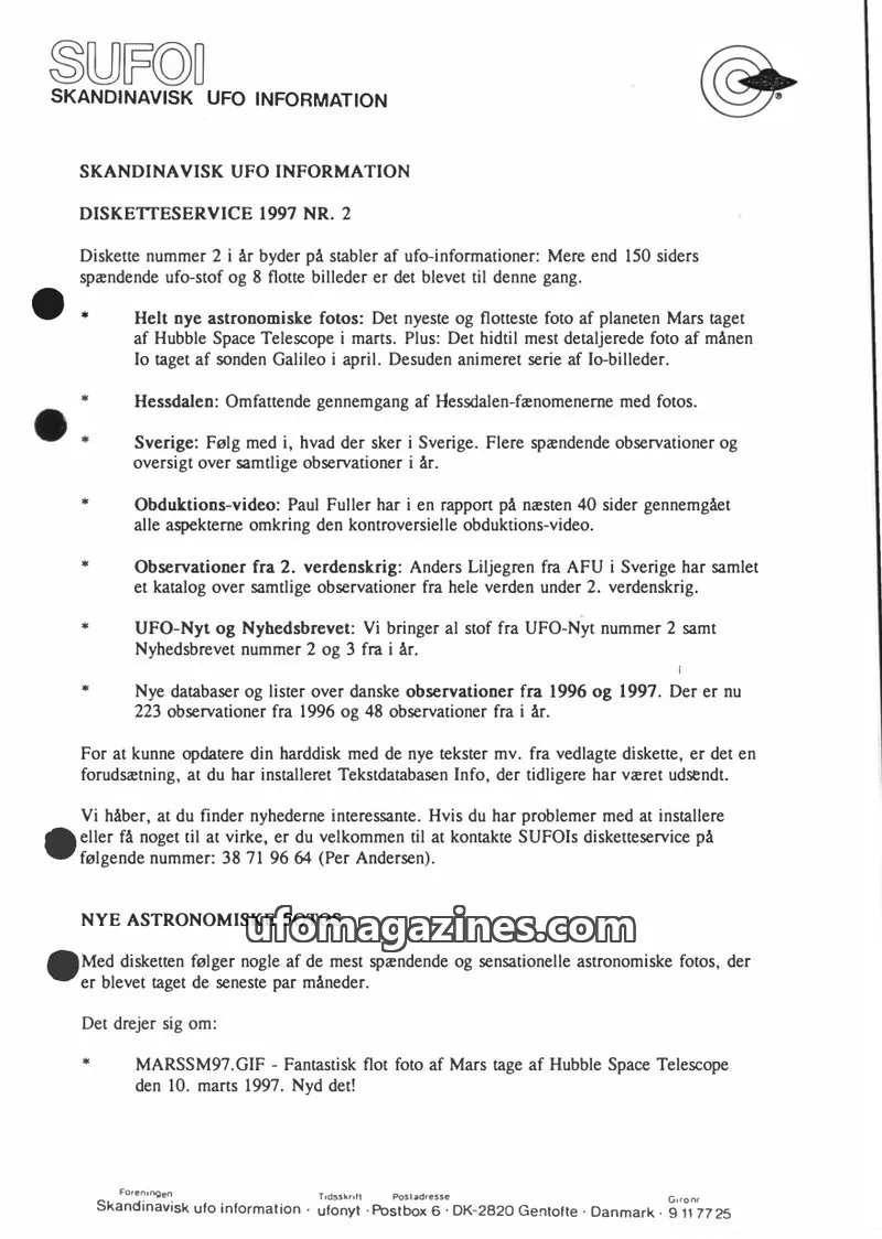 Cover of SUFOI issue 1997 NR. 2: SUFOI SKANDINAVISK UFO INFORMATION