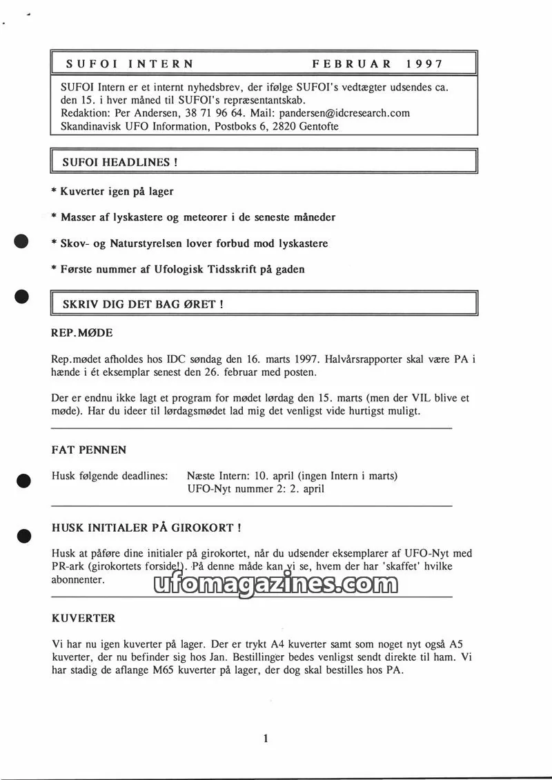 Cover of SUFOI issue FEBRUAR 1997: SUFOI INTERN