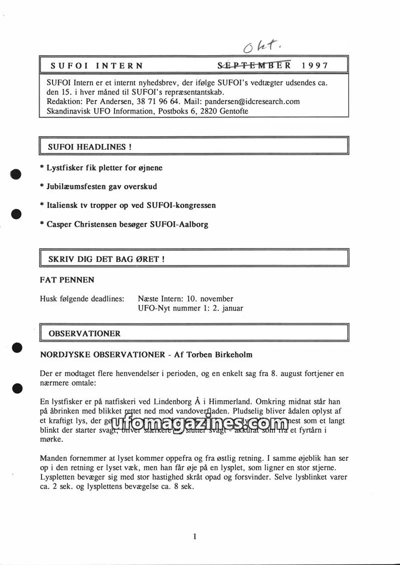 Cover of SUFOI issue September 1997: SUFOI INTERN