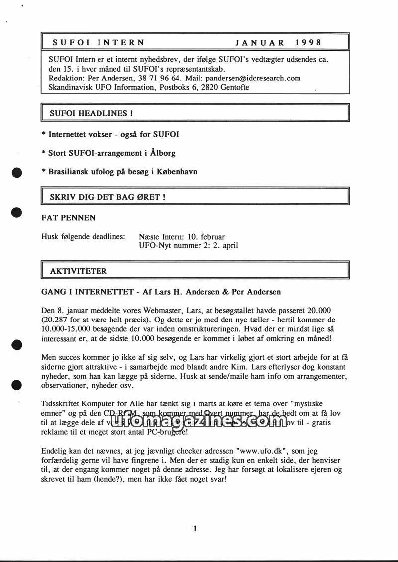 Cover of SUFOI issue JANUAR 1998: SUFOI INTERN