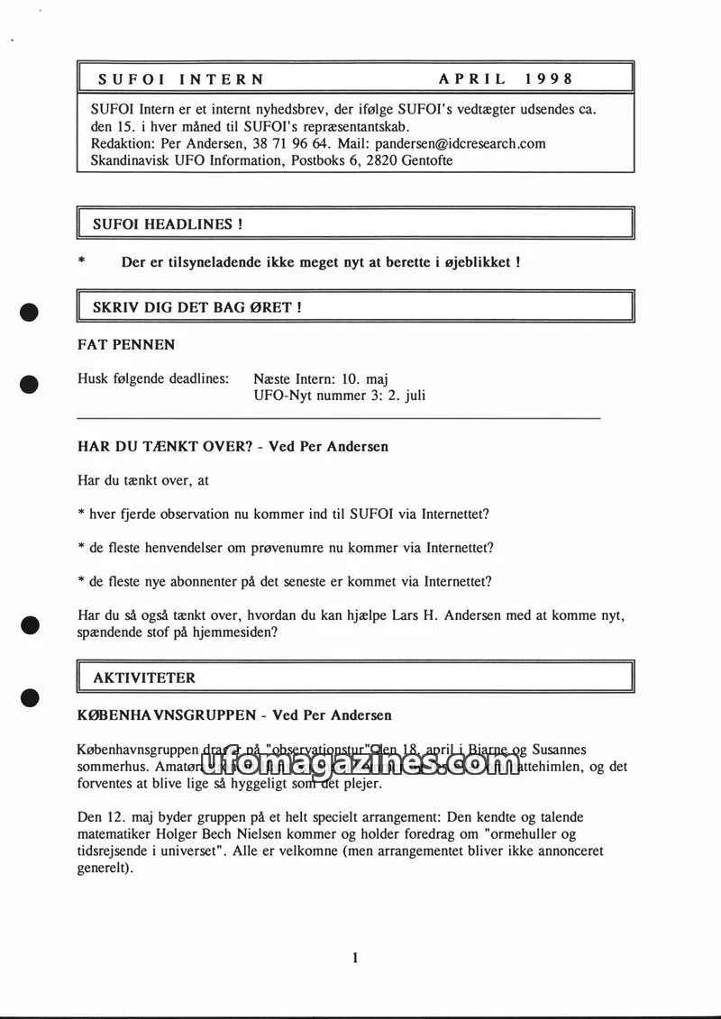 Cover of SUFOI issue 1998: SUFOI INTERN