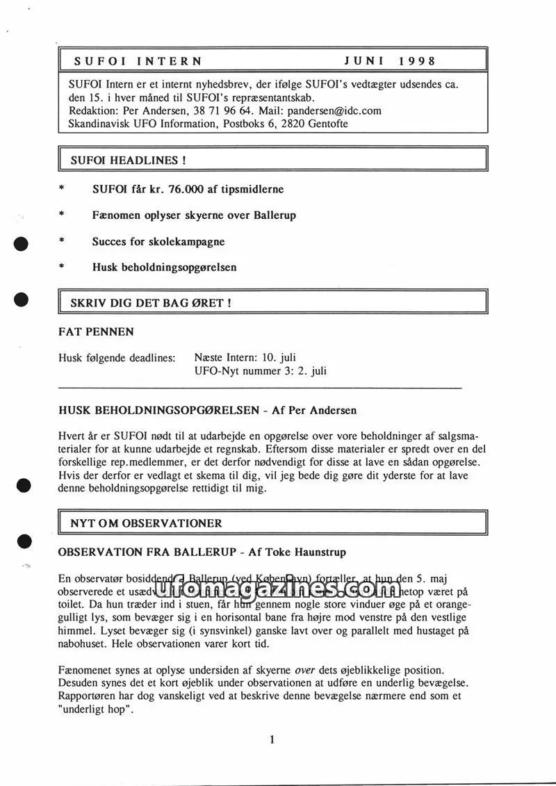 Cover of SUFOI issue 1998: SUFOI INTERN