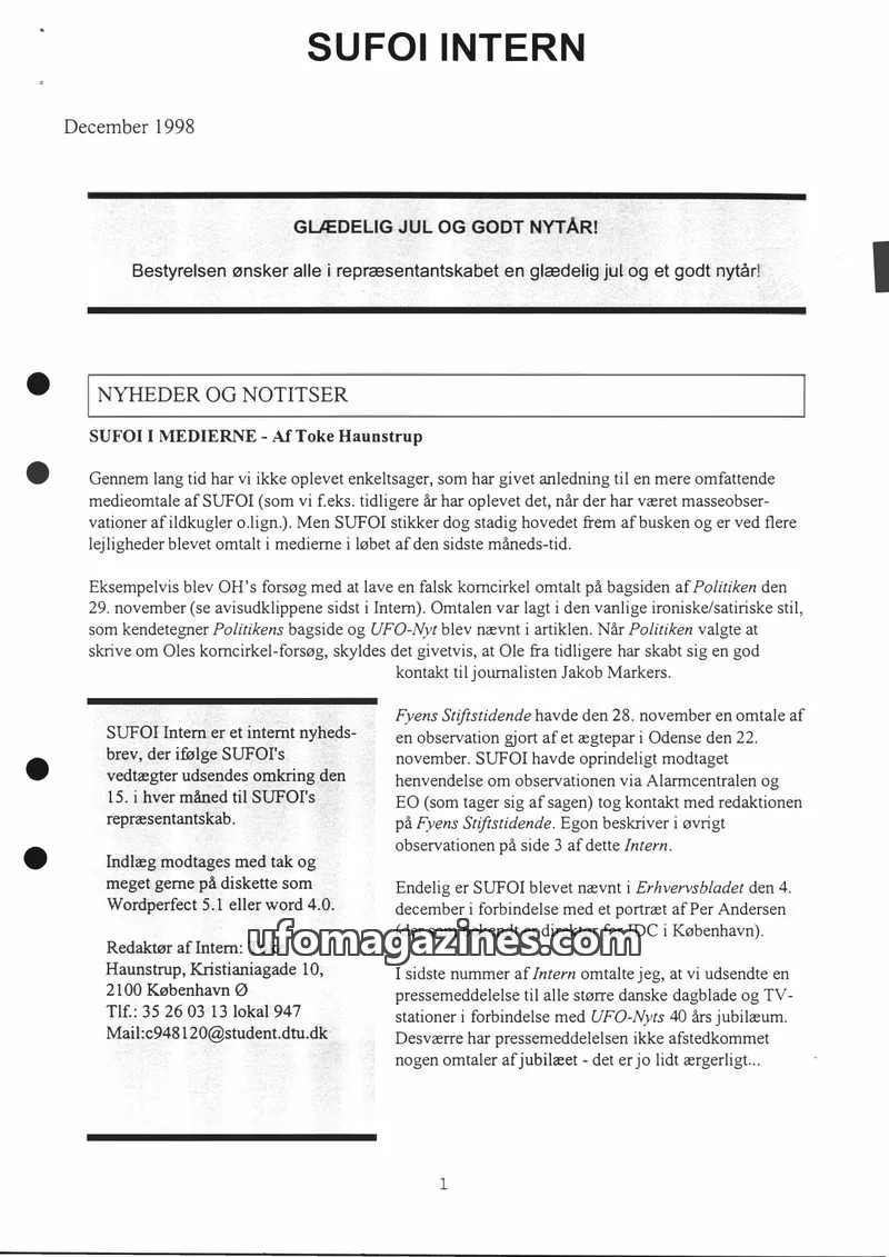 Cover of SUFOI issue December 1998: SUFOI INTERN