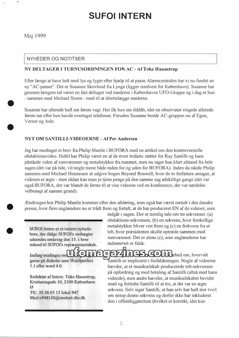 Cover of SUFOI issue Maj 1999: SUFOI INTERN