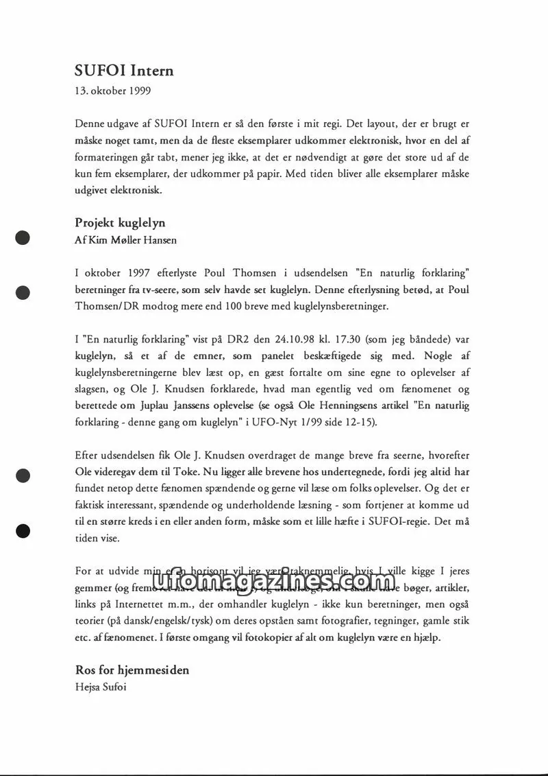 Cover of SUFOI issue Oktober 1999: SUFOI Intern
