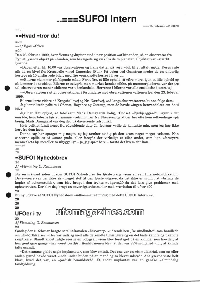 Cover of SUFOI issue 15. februar: SUFOI Intern