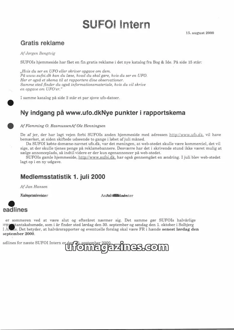 Cover of SUFOI issue August 2000: SUFOI Intern