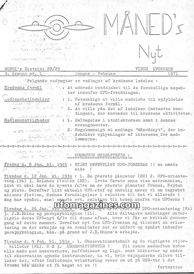 Cover of SUFOI Maneds Nyt issue 1: MÅNED'S NYT