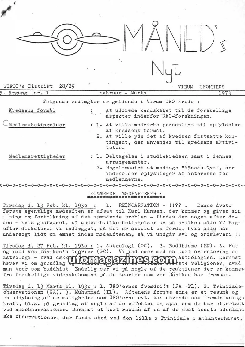 Cover of SUFOI Maneds Nyt issue 1: MÅNED's Nyt