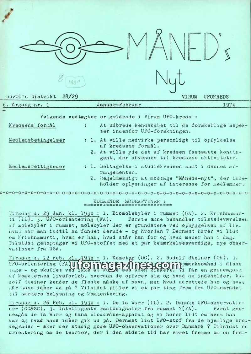 Cover of SUFOI Maneds Nyt issue 1: MÅNED's Nyt