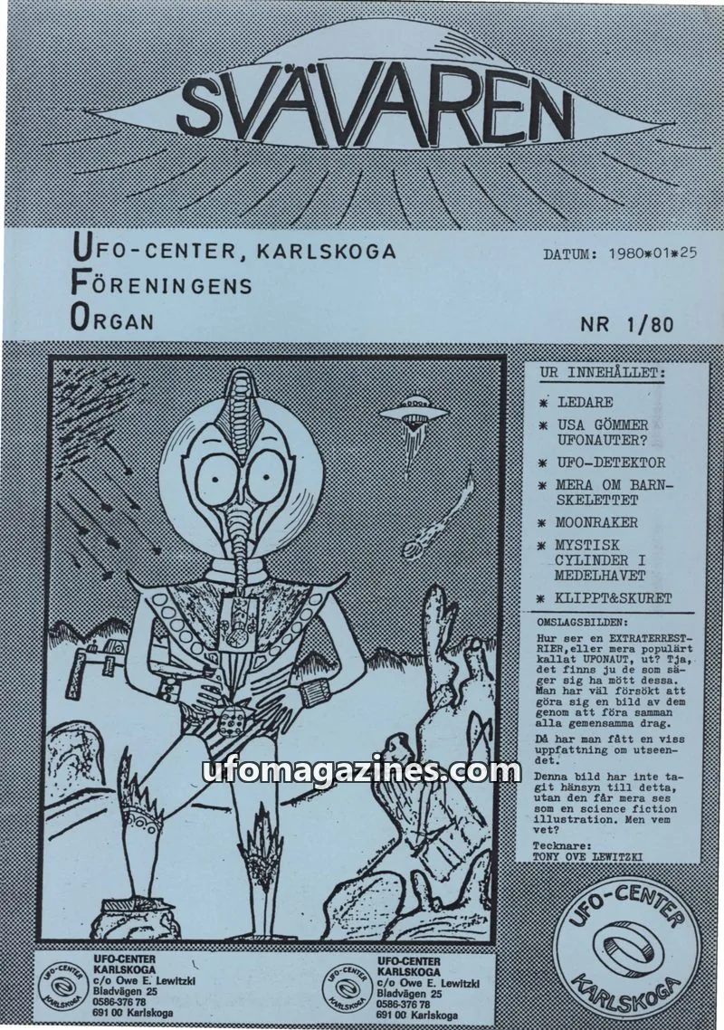 Cover of Svavaren (Karlskoga UFO Center) issue 1/80: SVAREN
