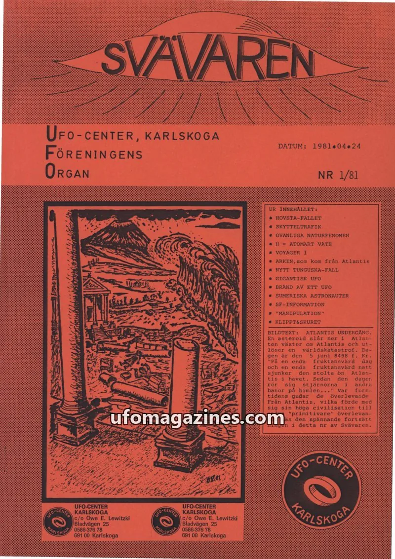 Cover of Svavaren (Karlskoga UFO Center) issue 1/81: SVAAVAREN
